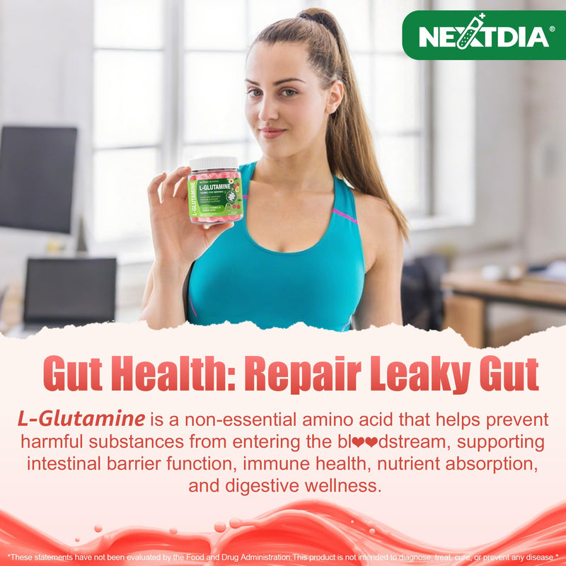 L-Glutamine 1200mg Gummies, GLP-1 Friendly, Gut, Immune Support, Metabölism | Leaky Gut Repair with Akk Probiotic, Slippery Elm, Marshmallow Root, Ginger, Aloe, Vitamin C D3, Zinc, No Sugar, Vegan,120cts 120 Count ( Pack of 2 )