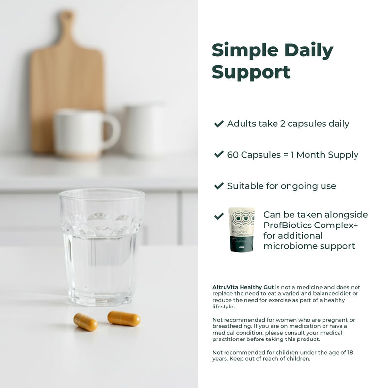 Healthy Gut Supplement - 1-Month Supply | for IBS, Bloating, Diarrhoea, Digestive Issues, Constipation & Immunity, Curcumin + Green Tea Extract + Vitamin D3 | Gut Support | Made in the UK