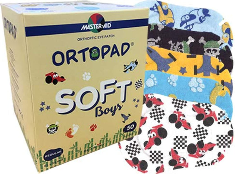 Ortopad® Soft Bamboo Boys Eye Patches, 50/Box (Regular Size, 4+ yrs) Textured Accents 50 Count (Pack of 1)