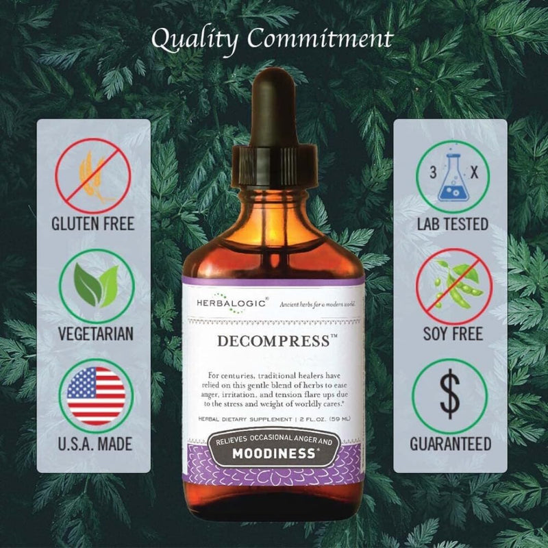 Herbalogic - Decompress Liquid Herb Drops - Promotes Emotional Well-Being and Stability, Positive Mood Support - Based on The Traditional Chinese Formula Xiao Yao San- 2 Fl. Oz. 2 Fl Oz (Pack of 1)