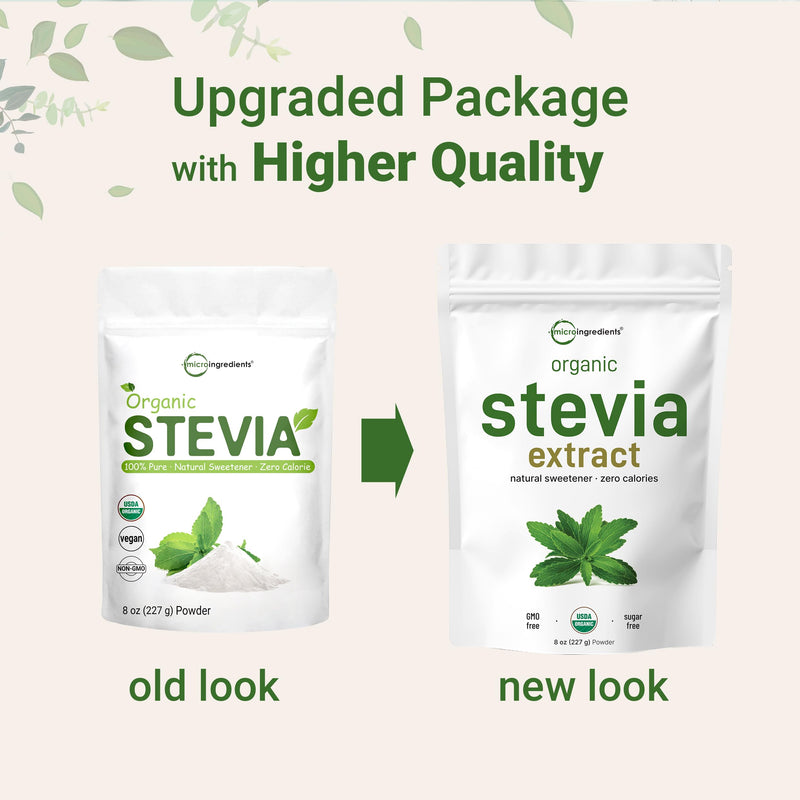 [Australia] - Pure Organic Stevia Powder, 8 Ounces, 1418 Serving, High Grade Stevia Green Leaf Extract Reb-A, Reduced Bitter Aftertaste, 0 Calorie, Natural Sweetener, Sugar Alternative, Keto Friendly 8 Ounce (Pack of 1) 