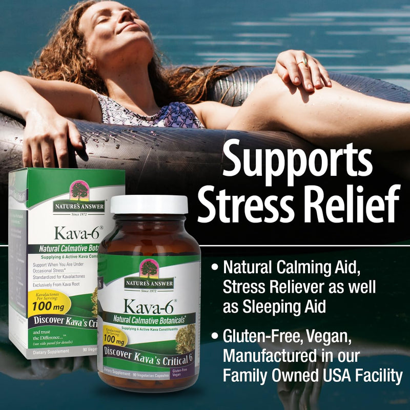 [Australia] - Nature's Answer Kava Root Powder 90 Capsules - Kava Powder for Mood & Stress Relief, Calming Support - Gluten Free, Vegan, Made in USA for Everyone 