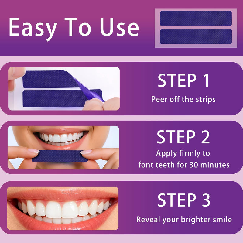 Purple Teeth Whitening Strips 14 Treatments, Whitening Strips for Sensitive Teeth and Enamel Safe, Teeth Whitening Effectively Remove Stains (28 Strips)