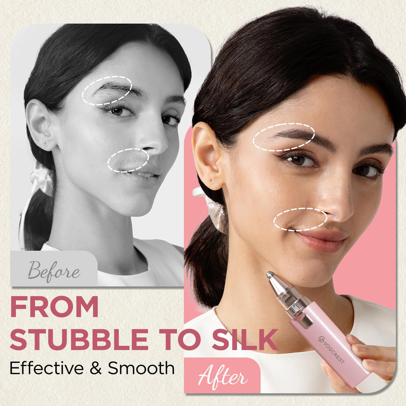 Rechargeable Facial Hair Remover for Women: 2 in 1 Electric Eyebrow and Facial Hair Remover - Suitable for Middle-aged Women’s Eyebrow, Chin, and Cheek Trimming - with Built-in LED Light(Pink) Pink
