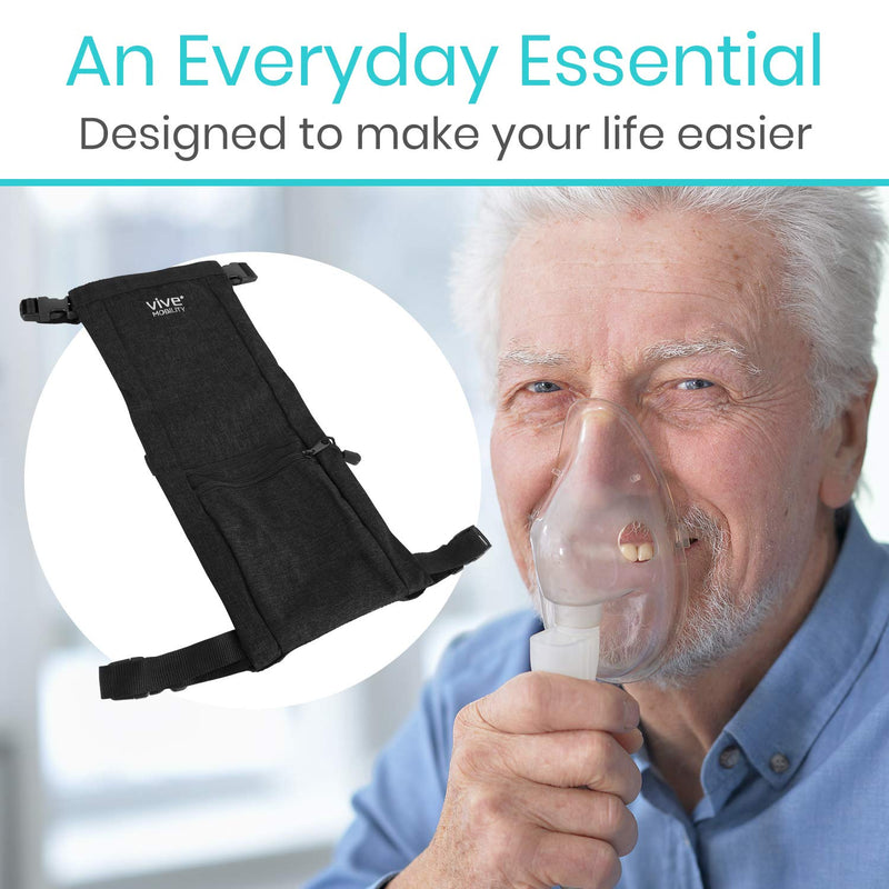 [Australia] - Vive Oxygen Tank Holder for Wheelchair - Portable Medical Cylinder Backpack for Travel - Carrier Accessories Bag for Walker, Rollator, Scooter - Case Fits Canister Sizes M2, M4, M6, M9, C, D, E Black 