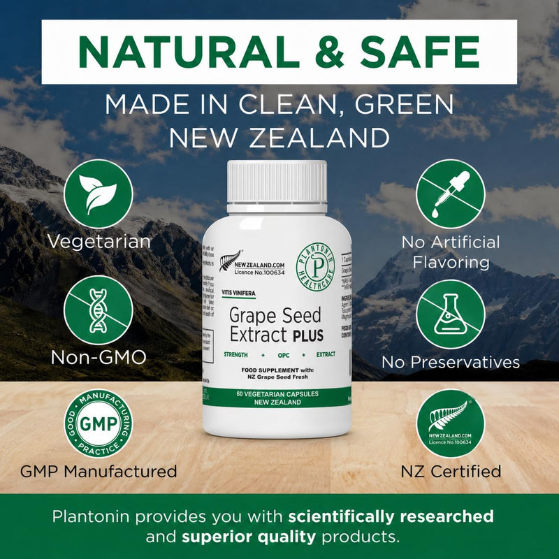 Grape Seed Extract Capsules, 465 mg – Polyphenols Supplement for Optimal Blood Flow & Kidney Support | 60 Capsules with 93% OPCs – 60,000mg Strength, GMO & Gluten-Free