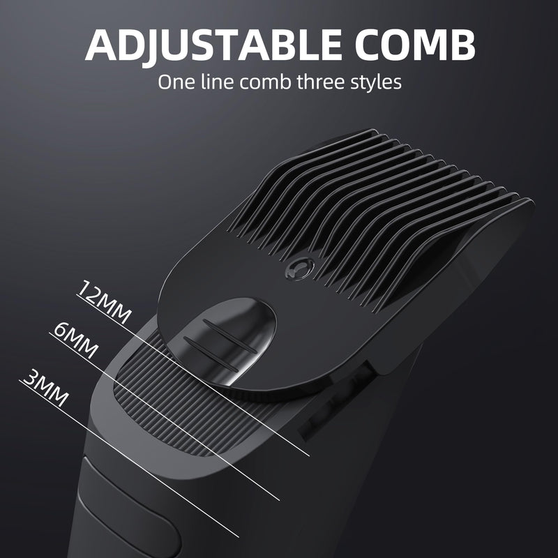 [Australia] - Groin Hair Trimmer - Electric Manscape Trimmer for Men, Waterproof Ball Trimmer for Pubic/Body/Groin Grooming with Ceramic Blade, LED Light, Charging Base Black 