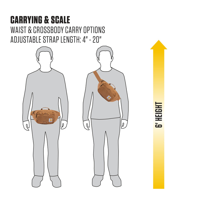 Carhartt Classic Adjustable Sling Bag, Durable, 600-Denier Water Resistant Hip Pack Essential Waist Pack (Mink) One Size