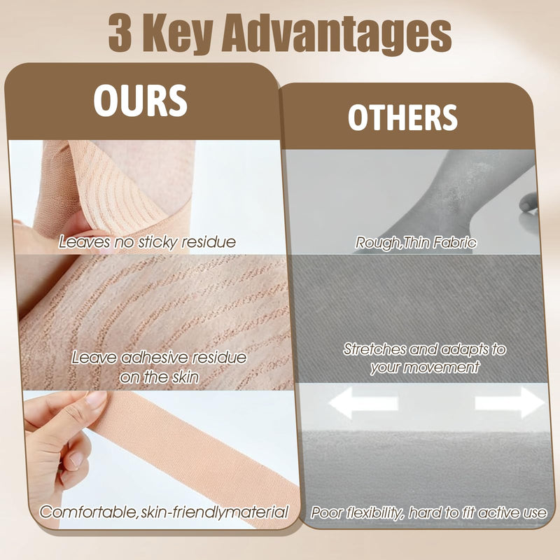 Yootiko 10 Pcs Precut Kinesiology Tape for Ankle, Minimize Ankle Sprain Provides Support Ligament, Waterproof and Breathable Hypoallergenic Ankle (Skin Color)