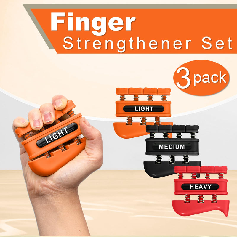 [Australia] - Grip Strength Trainer, Finger Strength Trainer for Grip Strength Training for Fingers, Wrists, and Hands for Home, Office, Gym, Climbing, Athletes, Musicians, and Therapy Orange/Black/Red 