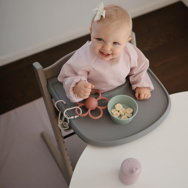 [Australia] - mushie Baby Splat Mat 42.5x42.5 Inch (Fog) | Water Resistant for Under High Chair and Infant Play Fog 