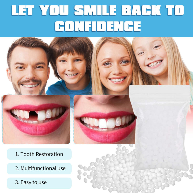 [Australia] - 100g clip-on teeth, dentures, temporary teeth, tooth repair set, do-it-yourself dentures, with 4 tools, for repairing missing and broken teeth with prosthetic veneers 