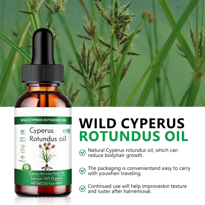[Australia] - 2 pieces Cyperus Rotundus oil, pure Cyperus oil, natural Cyperus rotundus oil for hair removal, Cyperus rotundus oil hair removal, reduction of body hair growth (60 ml x 2). 