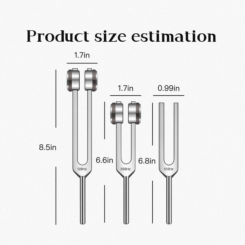 [Australia] - Tuning Forks for Healing Set - 128Hz 256Hz 512Hz Frequency Healing Devices, Aluminum Alloy Chakra Balancing Tools with Carrying Pouch & Mallet for Sound Therapy, Meditation & Yoga 