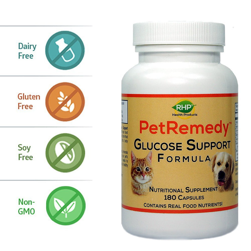 PetRemedy Pet Blood Sugar Support. Natural Supplement maintains Healthy Glucose Levels in Diabetic Cats and Dogs. (180 Capsules, 90 Days Supply) - PawsPlanet Australia