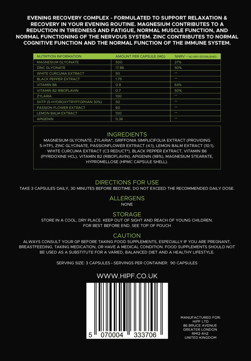 Revive & Recover Magnesium Glycinate Sleep Supplement Complex, Zinc, Turmeric, Apigenin, Lemon Balm, 5-HTP, Vitamin B, Botanicals, 90 Capsules, Deep Sleep, Relaxation and Nighttime Recovery Support
