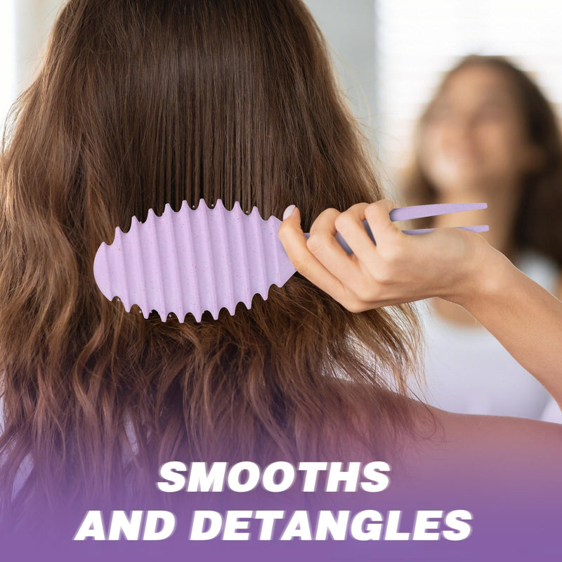 [Australia] - Curl Defining Brush for Curly Hair - Styling and Detangler Brush with Comb for Curly Hair; Includes Bonus Hairstyling Tool; Vegan Fiber and Nylon Faux Boar Bristles to Smooth and Detangle Purple Large 