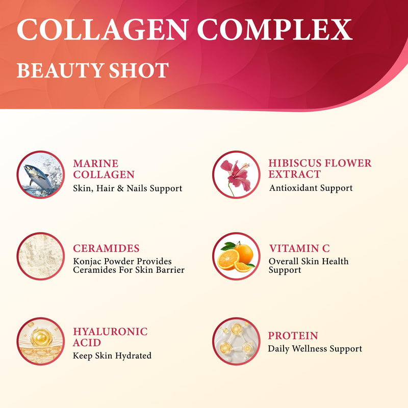 Vitamin World Liquid Collagen 10,000 mg, 2.03 fl oz x 10 Bottles | Marine Collagen Beauty Shot with Ceramides & Hibiscus Extract, Skin Hydration & Elasticity Support, Collagen Drink for Women