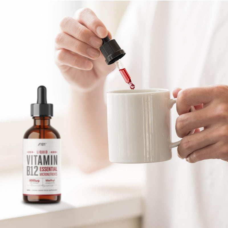 Vitamin B12 Liquid Drops 5000mcg - 60ml (2 Months Supply) - High Strength Methylcobalamin Supplement - Vegan & Vegetarian Friendly - By Alpha01