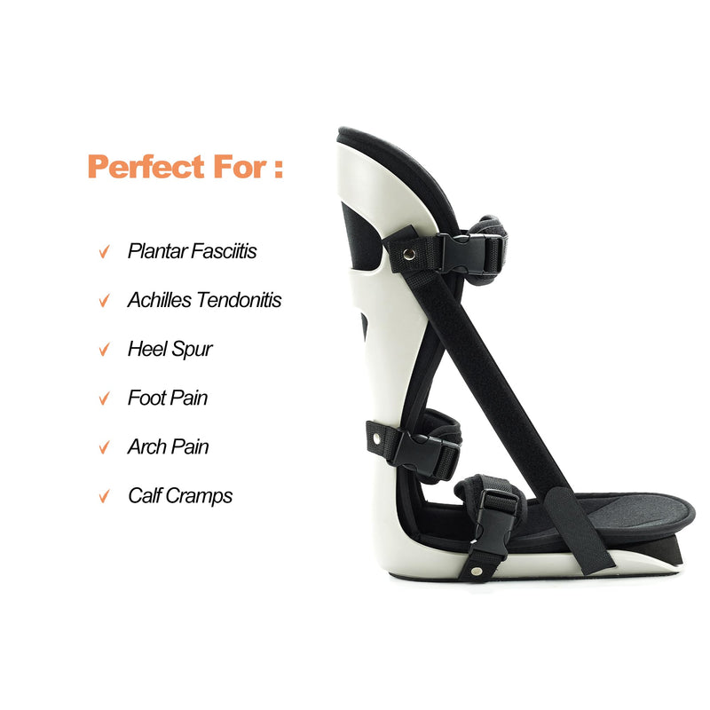 [Australia] - Plantar Fascitis Night Splint Adjustable Leg Support Brace for Fascia, Tendon and Calf Stretching, Heel and Bone Spur, Arch Pain Treatment Fit Right or Left Foot, Grey, Medium 