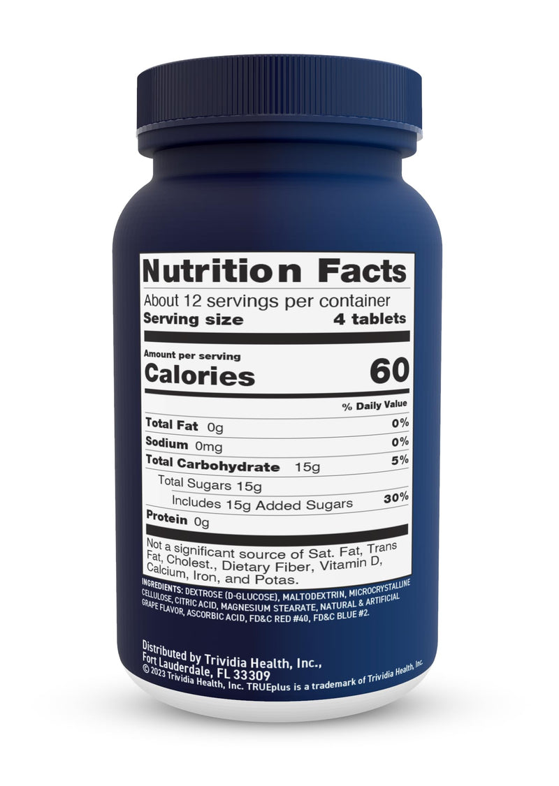 [Australia] - TRUEplus® Glucose Tablets, Grape Flavor - 50ct Bottle 50 Count (Pack of 1) 