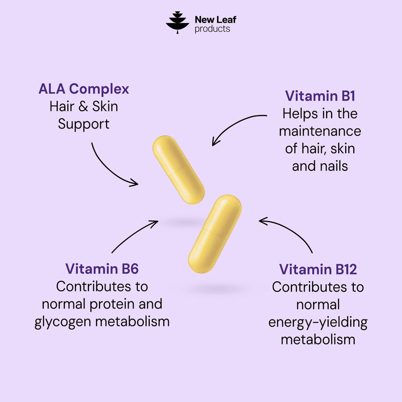 Alpha Lipoic Acid Complex with Vitamin B12, B6 & Thiamine 600mg ALA Daily Serving, 120 Capsules, 2 Month Supply - B Vitamins Contribute to Normal Nervous System Function, Neuropathy & Nerve Support
