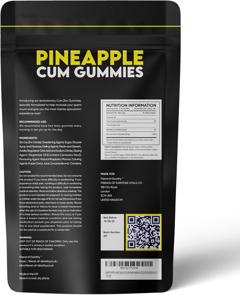Pineapple C*M Gummies Improves Sperm Volume and Load Semen Volume Supplement - 60 Capsules - 1 Month Supply Pineapple