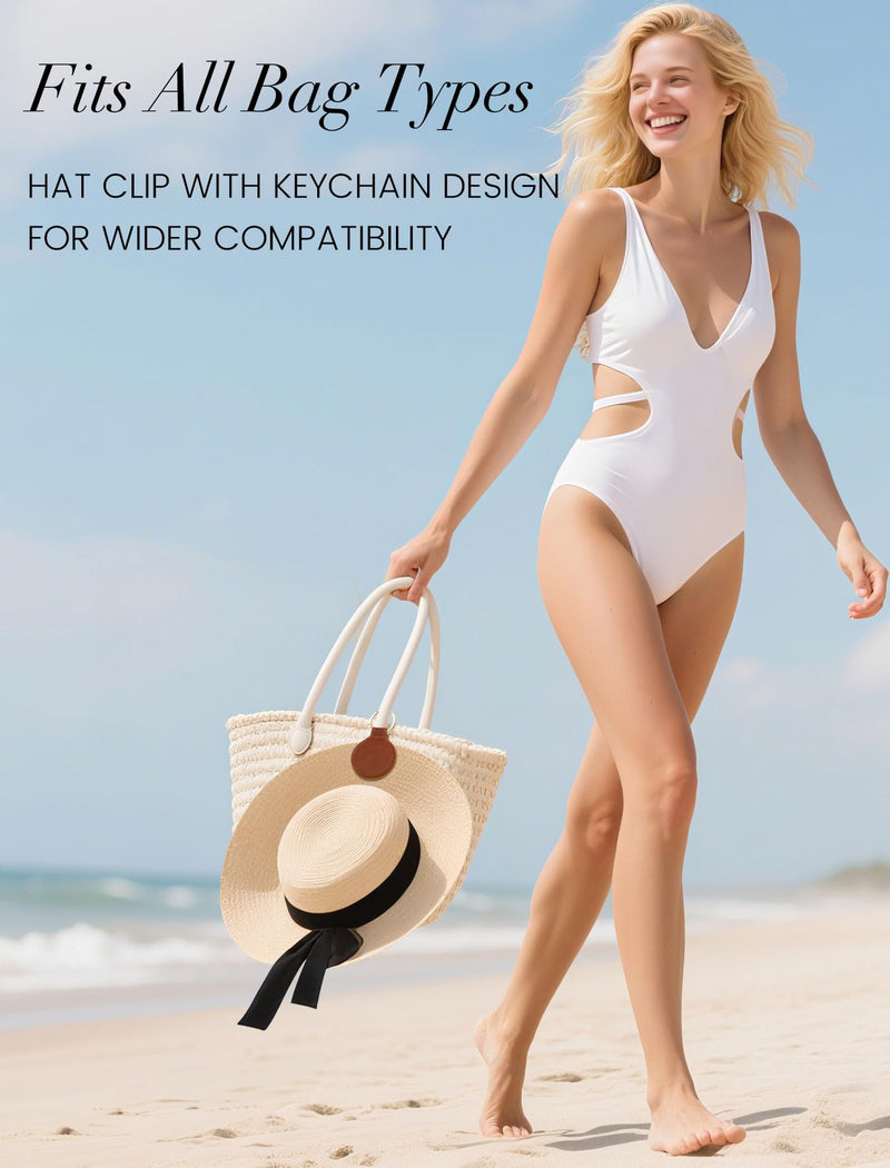 Niveaya Magnetic Hat Clip for Travel on Bag - 3 Pcs, Strong Magnet Hook | Secure Wide-Brim Hat in Wind, Genuine Leather, Gift for Travelers, Cruise Vacation Travel Essential for Purse Bag Luggage Brown+Black+Beige