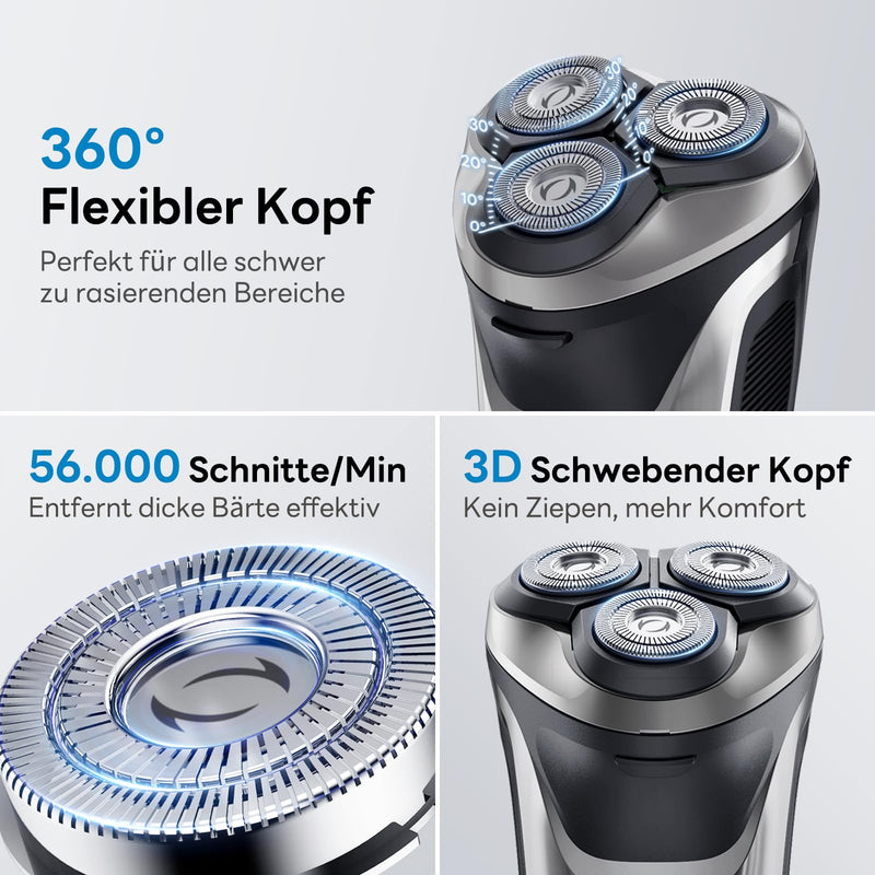 [Australia] - DOAO Men's Electric Shaver, 2025 Upgrade Men's Electric Shaver Men's 2 in 1 Waterproof Wireless Rotary Shaver for Face Wet and Dry Shaver (A3) A3 