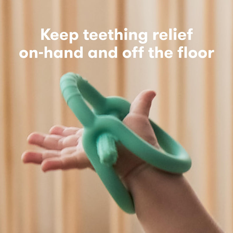 [Australia] - Frida Baby Get-A-Grip BabyTeether for Teething Relief | 100% Food-Grade Silicone Teething Toys for Baby 0-6, 12, 18 Months Infant, BPA-Free, PVC-Free | Teal Muted Teal 