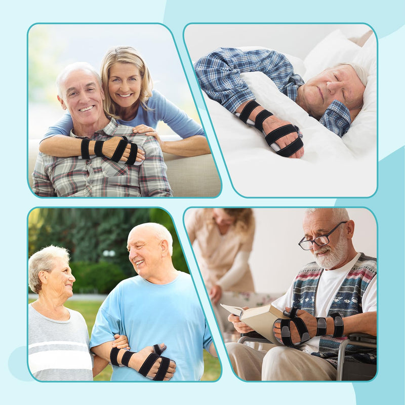[Australia] - Stroke Hand Brace Splint for Straightening Fingers with 5 Fingers Resting Support,Prevent Fingers Curling, Dupuytren's Contractures, Hand Spasms, Fit Right & Left, Men & Women - M Grey 