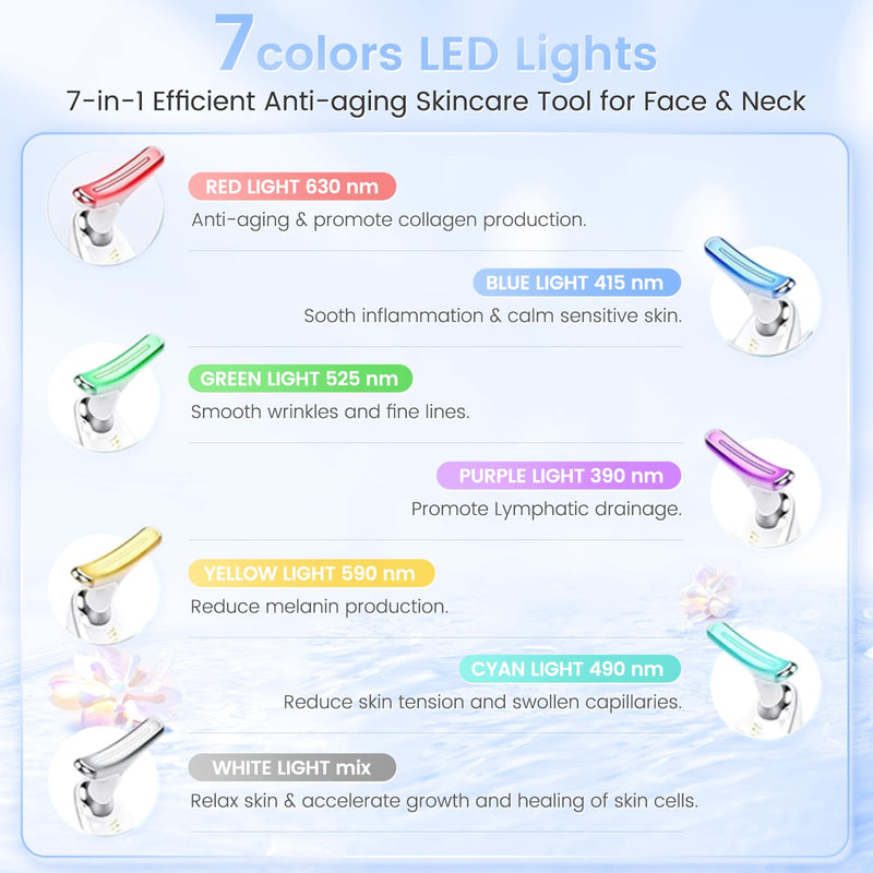 SEELE 2025 Upgrade Neck and Face Massager, 7-Color Light and Thermal Care, Enhances Skin Radiance and Relaxation, Ideal for Home and Travel Use