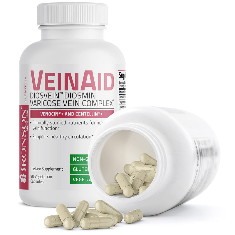 [Australia] - Bronson VeinAid Diosmin 1000mg DiosVein Varicose Vein Complex with Venocin & Centellin, 90 Vegetarian Capsules 90 Count (Pack of 1) 