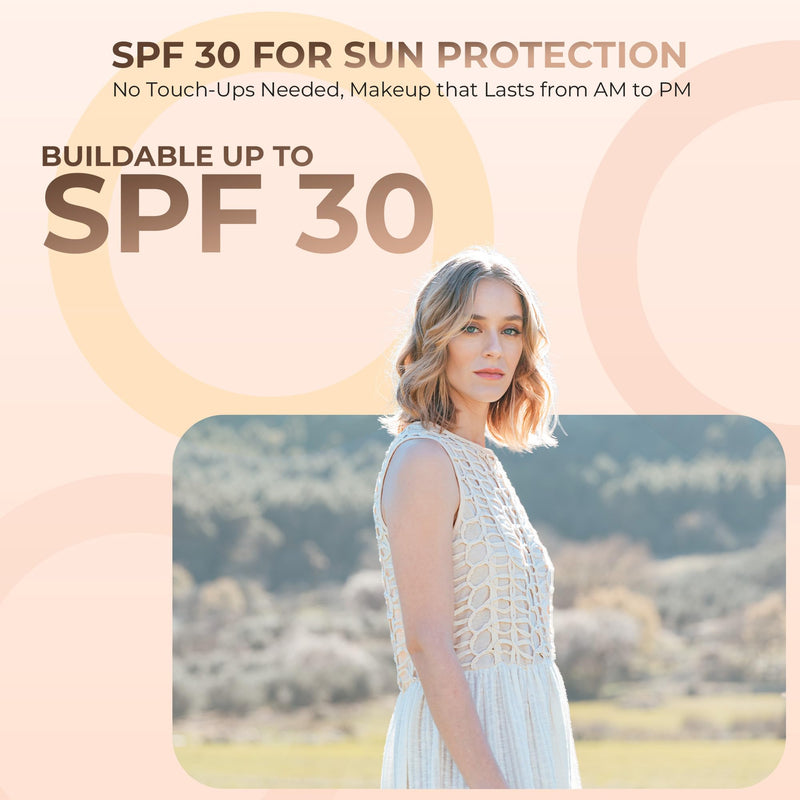 [Australia] - 4pc Full Size Kit (Warm Shade) Mineral Makeup Matte Translucent Loose Foundation + Kabuki Brush + Concealer + Finishing Setting Powder + Bare Face Full Coverage SPF 30 All Skin Types Waterproof WARM Neutral Shade-Most Popular 
