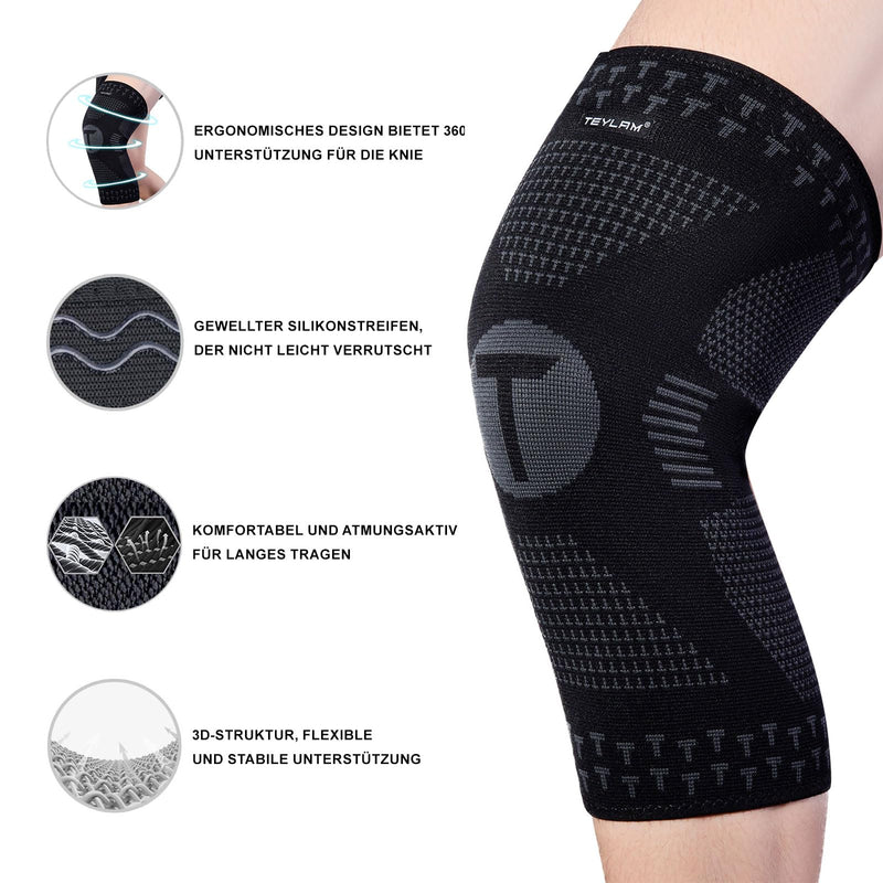 [Australia] - Teylam Knee Brace for Men/Women Set of 2, Medical Knee Pads for Meniscus Tear, Arthritis, ACL, Compression Bandage Knee for Basketball, Volleyball, Yoga, Running, Right & Left Leg Portable XL Black 