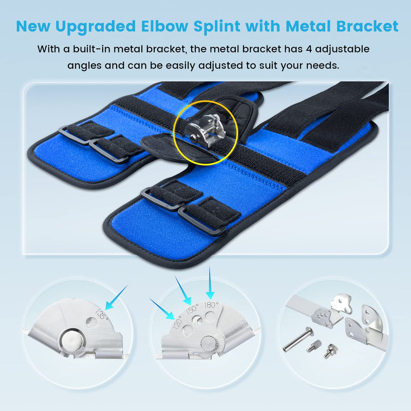 [Australia] - Elbow Splint Brace for Cubital Tunnel Syndrome and Ulnar Nerve Entrapment,New Upgraded with 4 Angles Adjustable,Fixed Elbow,Prevent Excessive Bending,for Men,Women,fits Left and Right Arm -S/M M 