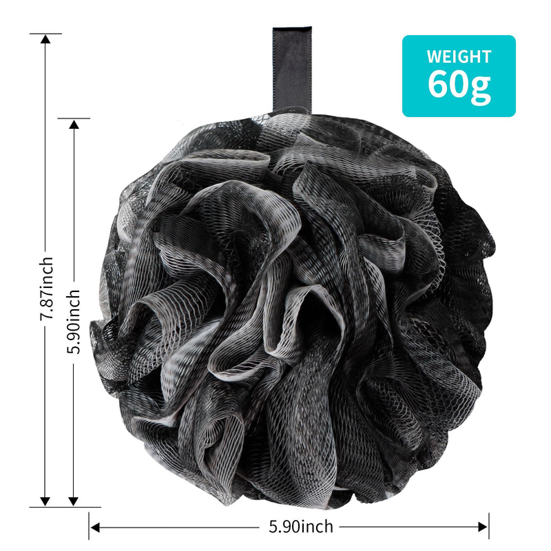 [Australia] - Bath Loofah Shower Sponge Body Back Scrubber Soft Mesh Shower Puffs Exfoliating Loofa for Women & Men Bath Accessories Cleaning Tool(4Pack 60G Dark Elf) 1 Count (Pack of 4) 