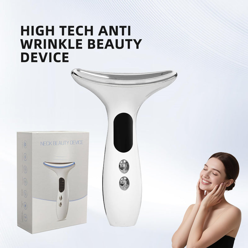 3-in-1 LED Skin Sculptor - Red Light Neck Massager with Heat - Ergonomic Relaxation Device for Muscle Comfort & Skin Care, Non-Medical Personal Use,White,2025