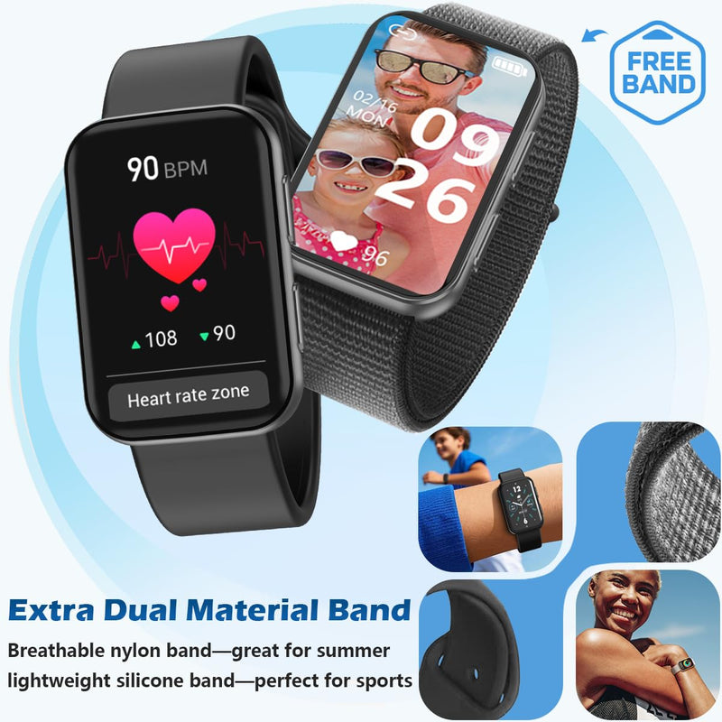 [Australia] - MorePro Health Fitness Tracker with Blood oxy-gen Monitor and 24/7 Heart Rate and Blood Pressure, Sleep Monitor, 120+ Sport Modes Waterproof Fitness Watch for Women Men Android iOS, Black 
