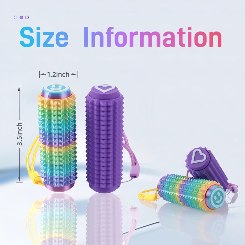 [Australia] - Little Ouchies Fidget Clicker (2 Pack) - Pain Stim Sensory Tool for ADHD Kids & Adults, Stress Relief Focus Keychain for Anxiety Autism, Portable Spiky Grippie Pocket Toy - Novelty Gifts for Friend Rainbow+deep Purple 