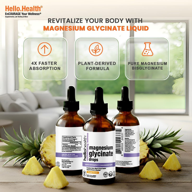 Magnesium Glycinate Liquid Drops Supplement for Women, | Men & Kids – magnesio Bisglycinate 100 mg for Natural Calm, Muscle Recovery – Liquid Vitamins (30 Days) Pineapple Flavour Adult Pineapple