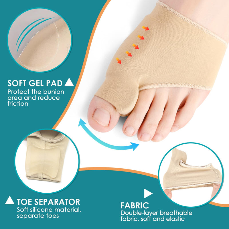 [Australia] - Hallux Valgus Socks, Hallux Valgus Correction, Hallux Valgus Socks with Gel Pad Protection, Hallux Valgus Toe Separator Correction, Hallux Valgus Correction Bandage for Men and Women (37-43 M, Skin) 