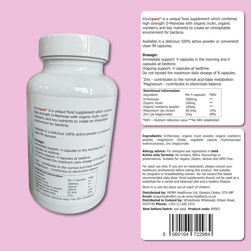 D-Mannose High Strength Supplement 60 Capsules Twin Pack
