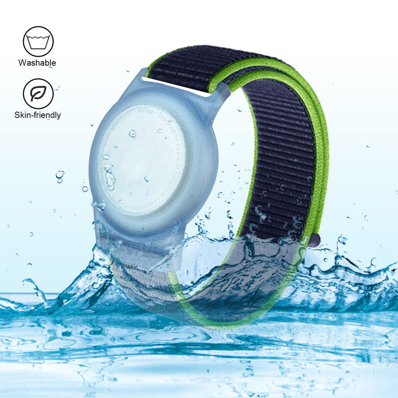 [Australia] - Kids Wristband Compatible with Apple AirTag, Protective Case for Air Tag GPS Tracker Holder with Nylon Bracelet, Adjustable Anti Lost Watch Band for Toddler Child Elder (Dark Blue) Dark Blue 