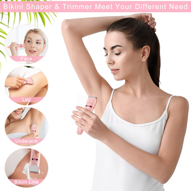 [Australia] - Electric Lady Shaver for Women - Painless Razor, Bikini Trimmer, Facial Hair Removal, Body Trimmer for Face, Legs, Underarm, Pubic - Wet and Dry Flawless 3 in 1 Pink 