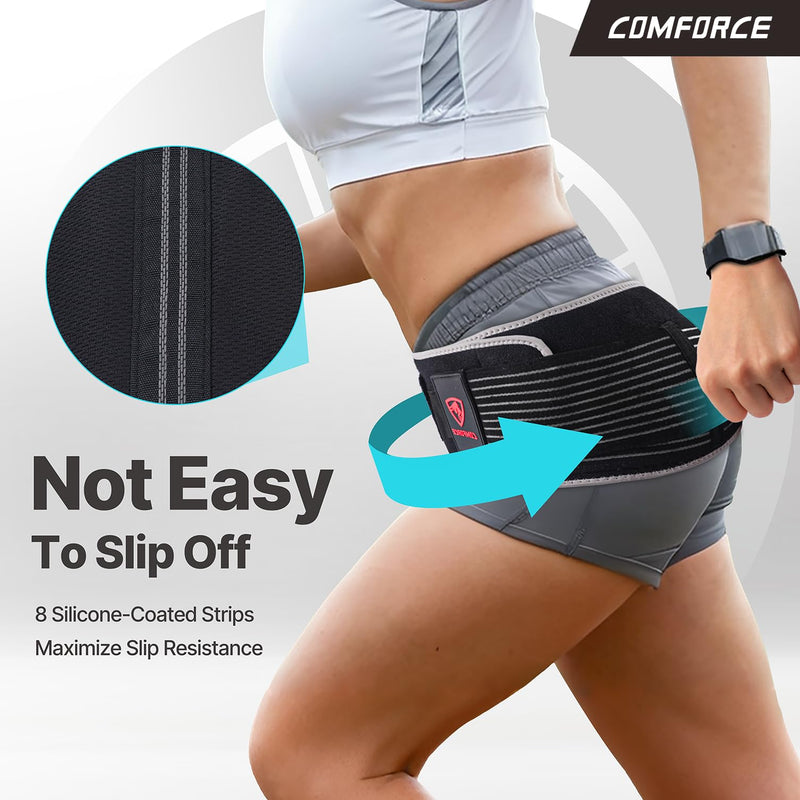 [Australia] - Women Sacroiliac Belt for Lower Back Pain Relief, Adjustable Hip Brace with Ice Pack, SI Joint Hip Belt for Postpartum Recovery & Lumbar Support (Fits Waist circumference 30-38 Inches) Black M 