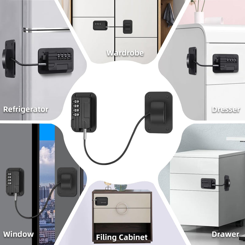 [Australia] - Fridge Lock, Upgraded Refrigerator Lock Combination, Freezer Lock for Upright Freezer, Cabinet Lock with Code for Child Safety, Refrigerator Lock for Kids, Black 