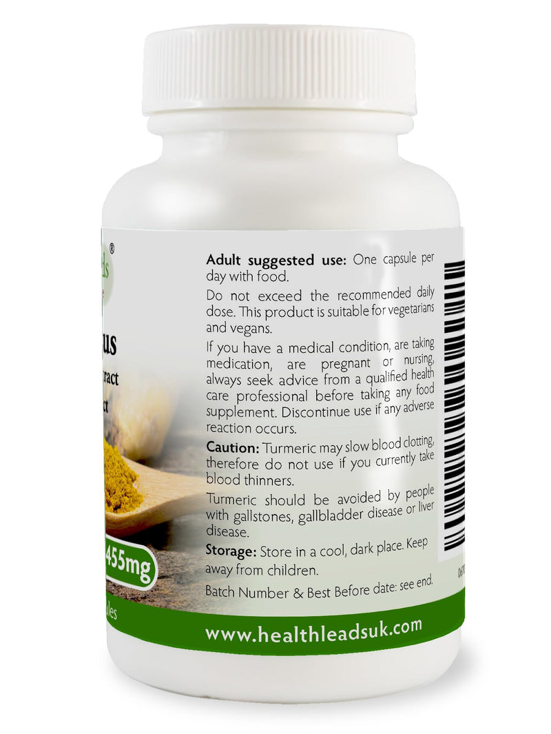 Turmeric Capsules 1455mg with Curcumin and Black Pepper (3 Month Supply) High Strength Active Extracts | Clean British Supplements