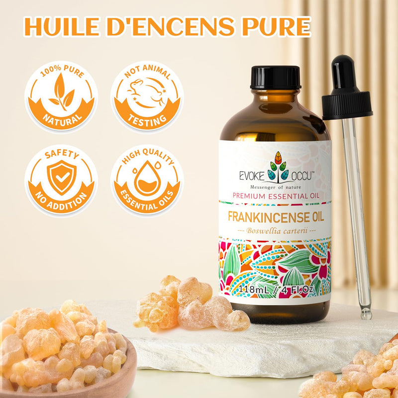 [Australia] - EVOKE OCCU Frankincense Essential Oil 118ml, Pure Frankincense Oil for Diffuser Skin Massage Candle Soap Making- 4 FL Oz 