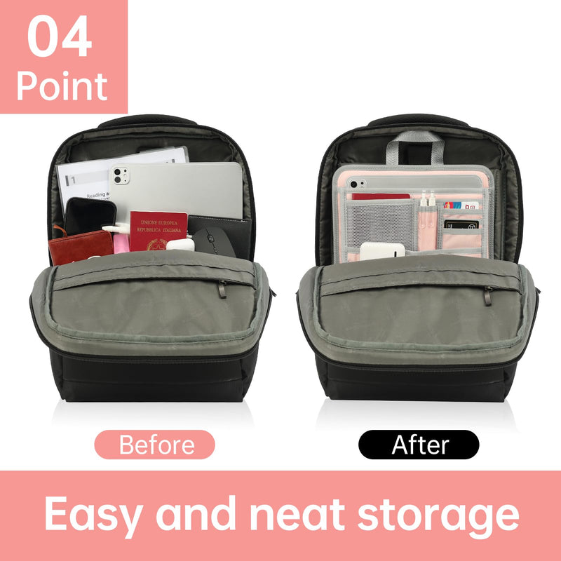 Stiff Backpack Insert Organizer for Men Women Bag In Bag,Water-repellent Nylon 13.7''x10.2''x2''-Pink Pink